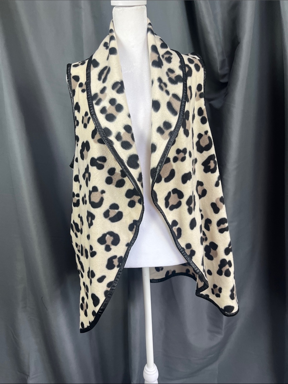 Simply Southern Cream and Black Leopard Print Fleece Vest